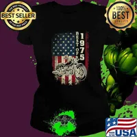 American Flag Best Of 1975 Motorcycle Rider 46th Birthday T-Shirt Ladies tee