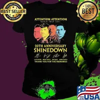 Attention world tour 2021 20th anniversary shinedown thank you for the memories signatures Ladies tee
