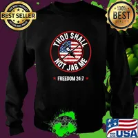 Awesome thou Shall Not Jab Me Anti-Vax No Vaccine Freedom American Flag T-Shirt Sweater