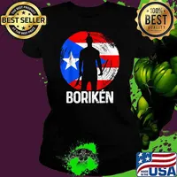 Boriken Taino Warrior Vintage Sun Puerto Rico Flag Boricua T-Shirt Ladies tee