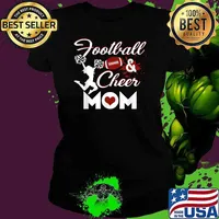 Football And Cheer Mom School Sports Funny Football Players T-Shirt Ladies tee