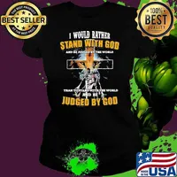 I would rather stand with god and be judged bu the world than to stand with the world an be judged by god lion Ladies tee