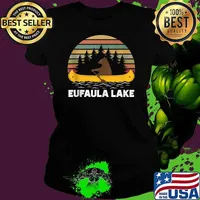 Kerr Lake sunset Bear Canoe outdoor hiking Vintage T-Shirt Ladies tee
