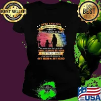 Mom and son not always eye to eye but always heart to heart i will always be your little boy my mom my hero Ladies tee