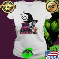 My Broom Broke Now I Drive A black Jeep Witch Halloween T-Shirt Ladies tee