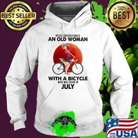 Never Underestimate An Old Woman With A Bicycle And Was Born In July Blood Moon Shirt Hoodie