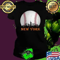 New York NY Skyline Baseball Vintage Met At Gameday T-Shirt Ladies tee