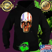 Skull American Freedom Fighter Fire USA Patriot Yahmean Brand T-Shirt Hoodie