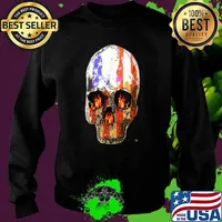 Skull American Freedom Fighter Fire USA Patriot Yahmean Brand T-Shirt Sweater