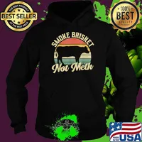 Smoke Brisket Not Meth Retro VIntage Funny BBQ Grilling T-Shirt Hoodie