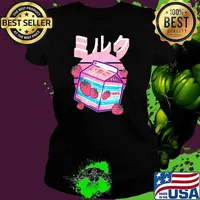 Strawberry Milk Japanese Otaku Anime Kawaii Pink Milk T-Shirt Ladies tee
