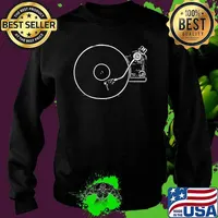 Vinyl Record Player Sketch Drawing T-Shirt Sweater