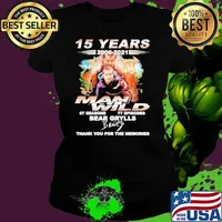 15 years 2006 2021 Man vs Wild 7 seasons 77 episodes Bear Grylls thank you for the memories signature s Ladies tee