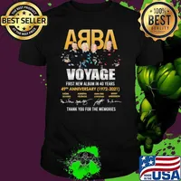 ABBA voyage first new album in 40 years 49th anniversary 1972 2021 thank you for the memories signatures shirt