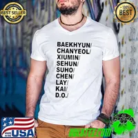 Baekhyun Chanyeol Xiumin Sehun Suho Chen Lay Kai D.o s Guys V Neck