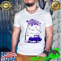 Butterflies I wear Purple for My Aunt Jeep Pandemic Cancer Awareness Shirt Guys V Neck