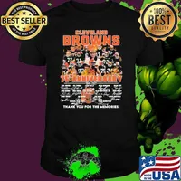 Cleveland browns 75th anniversary 1946 2021 thank you for the memories signatures shirt