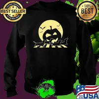 Dachshund Walking Across The Street Pumpkin Halloween Shirt Sweater