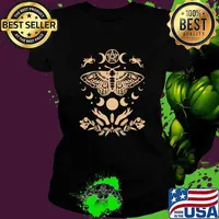 Dark Academia Aesthetic Celestial Mystic Death Moth Wiccan T-Shirt Ladies tee