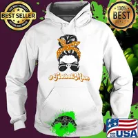 Football Mom Life Messy Bun FootballMom of Football Player T-Shirt Hoodie