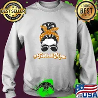 Football Mom Life Messy Bun FootballMom of Football Player T-Shirt Sweater