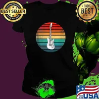 Guitar Jazz Band Rock and Roll Music Musical Tee Vintage T-Shirt Ladies tee
