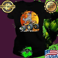 Halloween Dinosaur Zombie Monster Truck Toddler Blood Moon T-Shirt Ladies tee