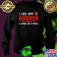 I Like Cats Horror Movies And Maybe Like 3 People Halloween T-Shirt Sweater