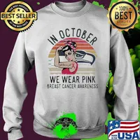 In October we wear Pink Breast Cancer Awareness strong Girl Fight Live a Girl Seattle Seahawks vintage s Sweater