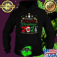 Merry Christmas 2021 Santa Claus Pajamas Family Xmas Mask Corona Virus T-Shirt Hoodie