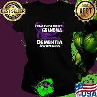 Nice i Wear Purple For My Grandma Alzheimer's Dementia Awareness T-Shirt Ladies tee