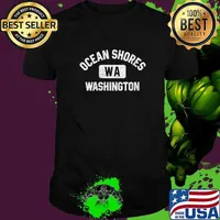 Ocean Shores WA Washington Gym Style Distressed White Print T-Shirt