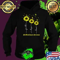 Official childhood Cancer Awareness Sunflower Faith Hope Love T-Shirt Hoodie