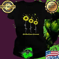 Official childhood Cancer Awareness Sunflower Faith Hope Love T-Shirt Ladies tee
