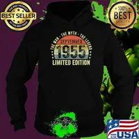 Official the Man The Myth The Legend September 1955 Limited Edition 66th Birthday Vintage T-Shirt Hoodie