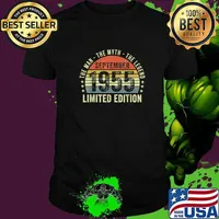 Official the Man The Myth The Legend September 1955 Limited Edition 66th Birthday Vintage T-Shirt