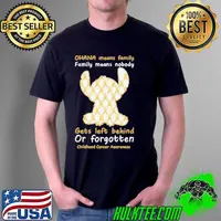 Ohana means family family means nobody gets left behind or forgotten childhood cancer awareness stitch s Unisex
