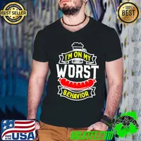 Oktoberfest I'M On My Wurst Behavior Funny Bratwurst Drinkin T-s Guys V Neck