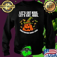 Pumpkin Let's Eat Kids Punctuation Saves Lives Teacher Halloween T-Shirt Sweater