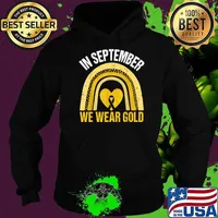 Rainbow In September We Wear Gold Childhood Cancer Awareness T-Shirt Hoodie