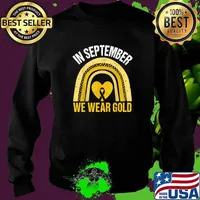 Rainbow In September We Wear Gold Childhood Cancer Awareness T-Shirt Sweater
