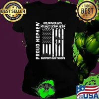 Red Fridays Until My Hero Comes Home Proud Nephew Military Support Our Troops USA Flag T-Shirt Ladies tee
