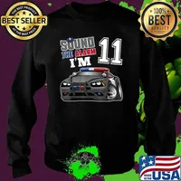 Sound The Alarm I'm 11 Police Car 11th Birthday Boy Shirt Matching Family T-Shirt Sweater