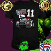 Sound The Alarm I'm 11 Police Car 11th Birthday Boy Shirt Matching Family T-Shirt