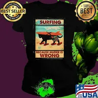 Surfing Because Muder Is Wrong Cat Shirt Ladies tee