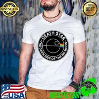 The dark side of the no moon death star rainbow s Guys V Neck