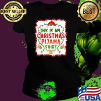 This Is My Christmas Pajama Buffalo Plaid Bleached Printed T-Shirt Ladies tee