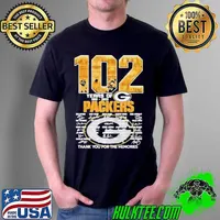 102 YEARS OF 1919 2021 GREEN BAY PACKERS SIGNATURES THANK YOU FOR THE MEMORIES SHIRT Unisex