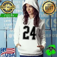 24 Black Outline Number 24 Sports Fan Jersey Style Easy T-Shirt