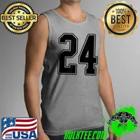 24 Black Outline Number 24 Sports Fan Jersey Style Easy T-Shirt Tank Top